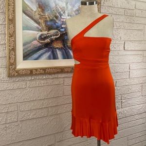 BCBGMaxAzria Asymmetrical Shoulder Strap Side Cut-Out Dress